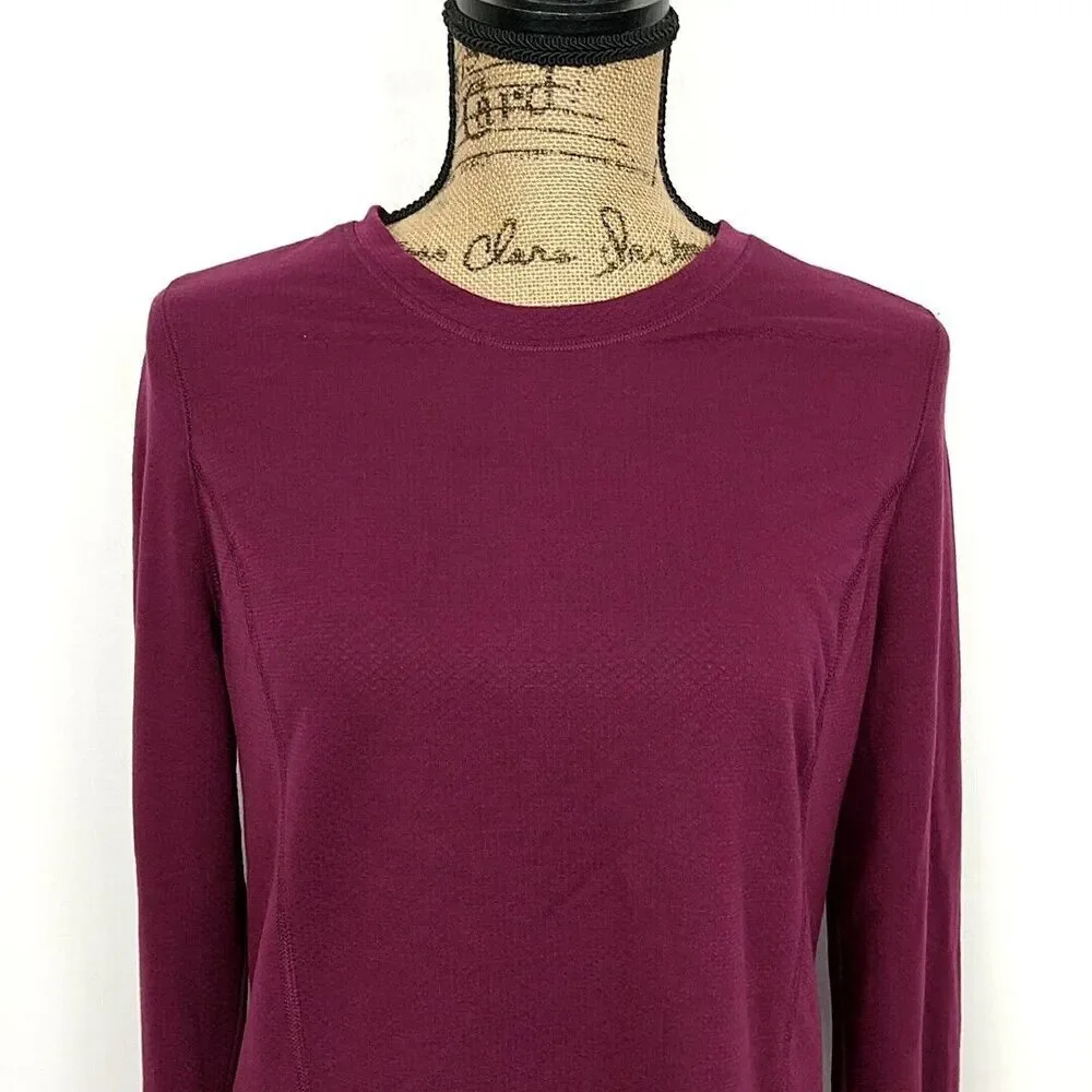 Avia Burgundy Long Sleeve Performance Top Lightweight Athletic Thumbhole sz S